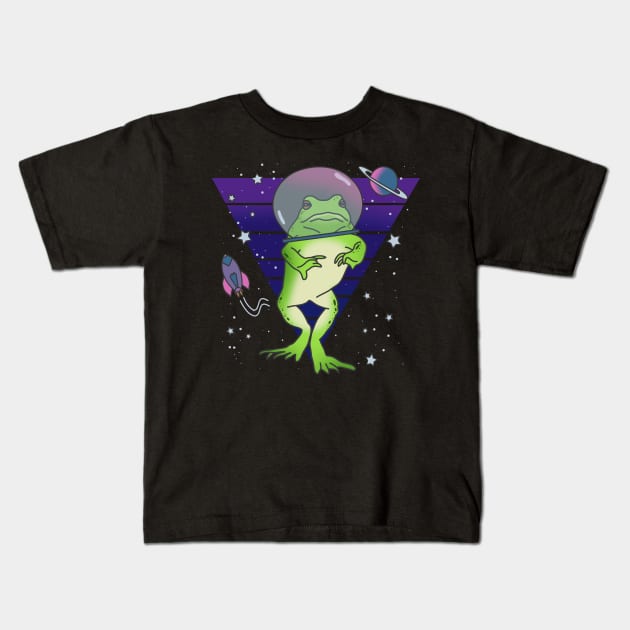 Frog Astronaut Doodle Frog in space Kids T-Shirt by FandomizedRose